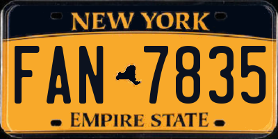 NY license plate FAN7835