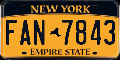 NY license plate FAN7843