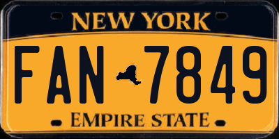 NY license plate FAN7849