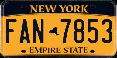 NY license plate FAN7853