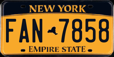 NY license plate FAN7858
