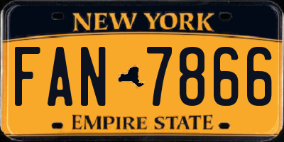 NY license plate FAN7866