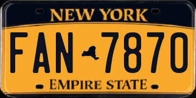 NY license plate FAN7870