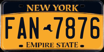 NY license plate FAN7876