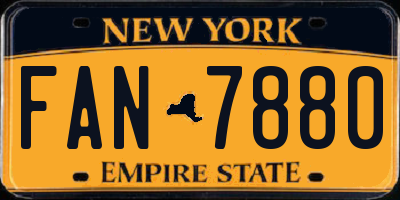 NY license plate FAN7880