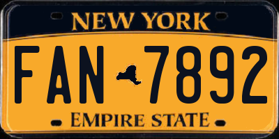 NY license plate FAN7892