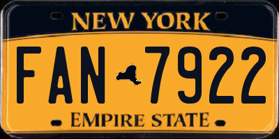 NY license plate FAN7922