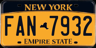 NY license plate FAN7932
