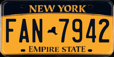 NY license plate FAN7942