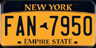 NY license plate FAN7950