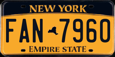 NY license plate FAN7960