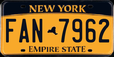 NY license plate FAN7962