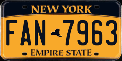 NY license plate FAN7963