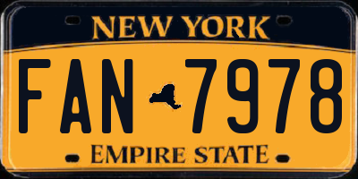NY license plate FAN7978