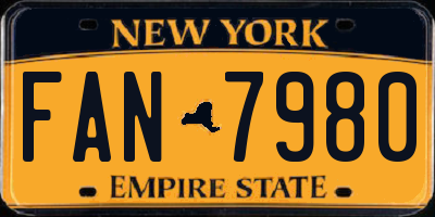 NY license plate FAN7980