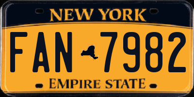 NY license plate FAN7982
