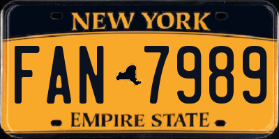 NY license plate FAN7989
