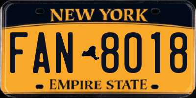 NY license plate FAN8018