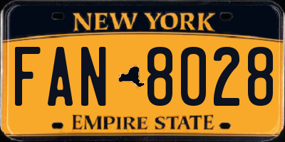NY license plate FAN8028