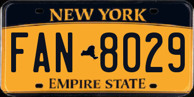 NY license plate FAN8029