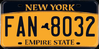 NY license plate FAN8032