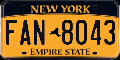 NY license plate FAN8043