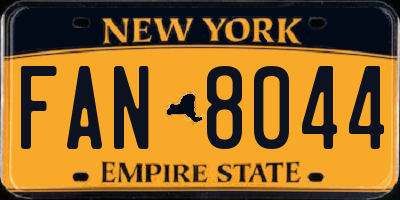 NY license plate FAN8044