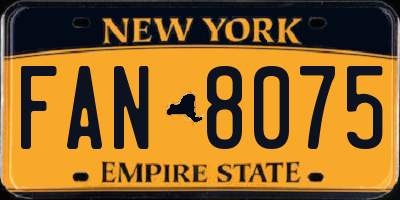 NY license plate FAN8075