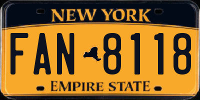 NY license plate FAN8118
