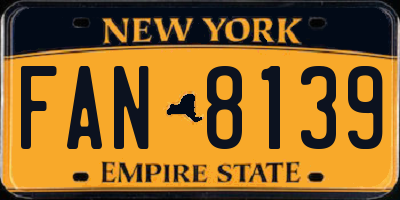 NY license plate FAN8139