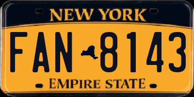 NY license plate FAN8143