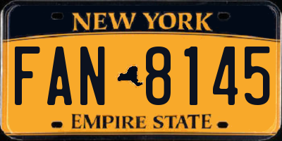 NY license plate FAN8145