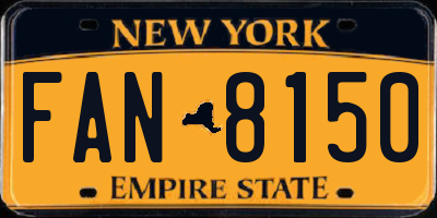 NY license plate FAN8150