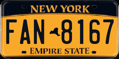 NY license plate FAN8167