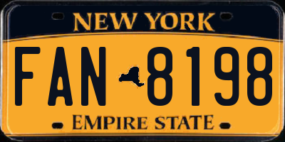 NY license plate FAN8198