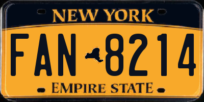NY license plate FAN8214