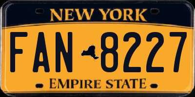 NY license plate FAN8227