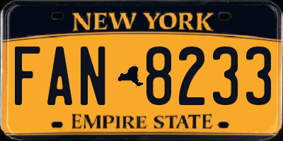 NY license plate FAN8233
