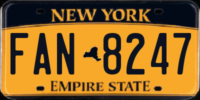 NY license plate FAN8247
