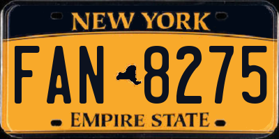 NY license plate FAN8275