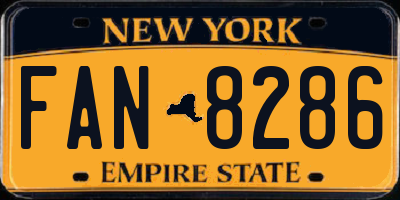 NY license plate FAN8286