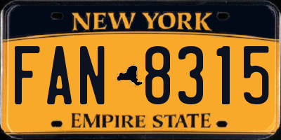 NY license plate FAN8315