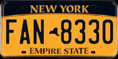 NY license plate FAN8330