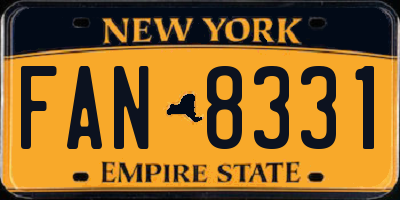 NY license plate FAN8331