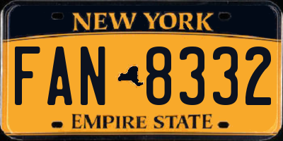 NY license plate FAN8332