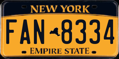 NY license plate FAN8334