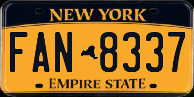 NY license plate FAN8337