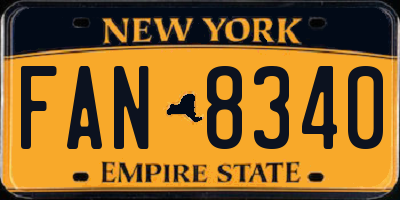 NY license plate FAN8340