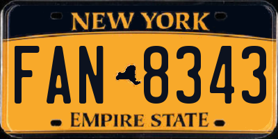 NY license plate FAN8343