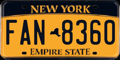 NY license plate FAN8360